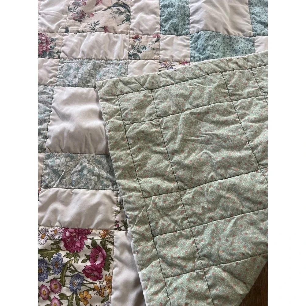 Handmade Patchwork Quilt Crib Blanket Nursery Floral Cottagecore Heirloom Soft